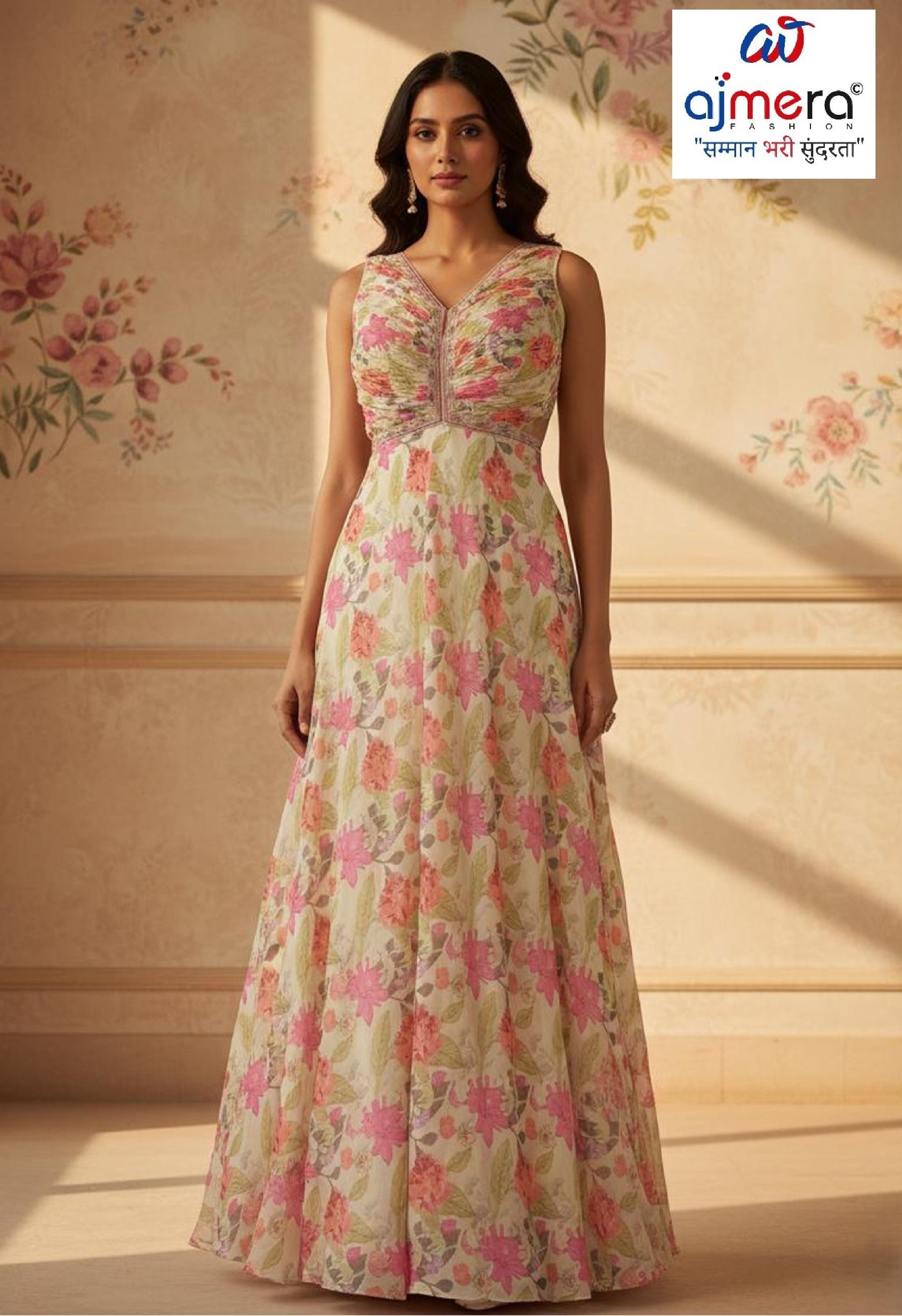 Designer Chinon Gown for Women | YVD-YDCH77P