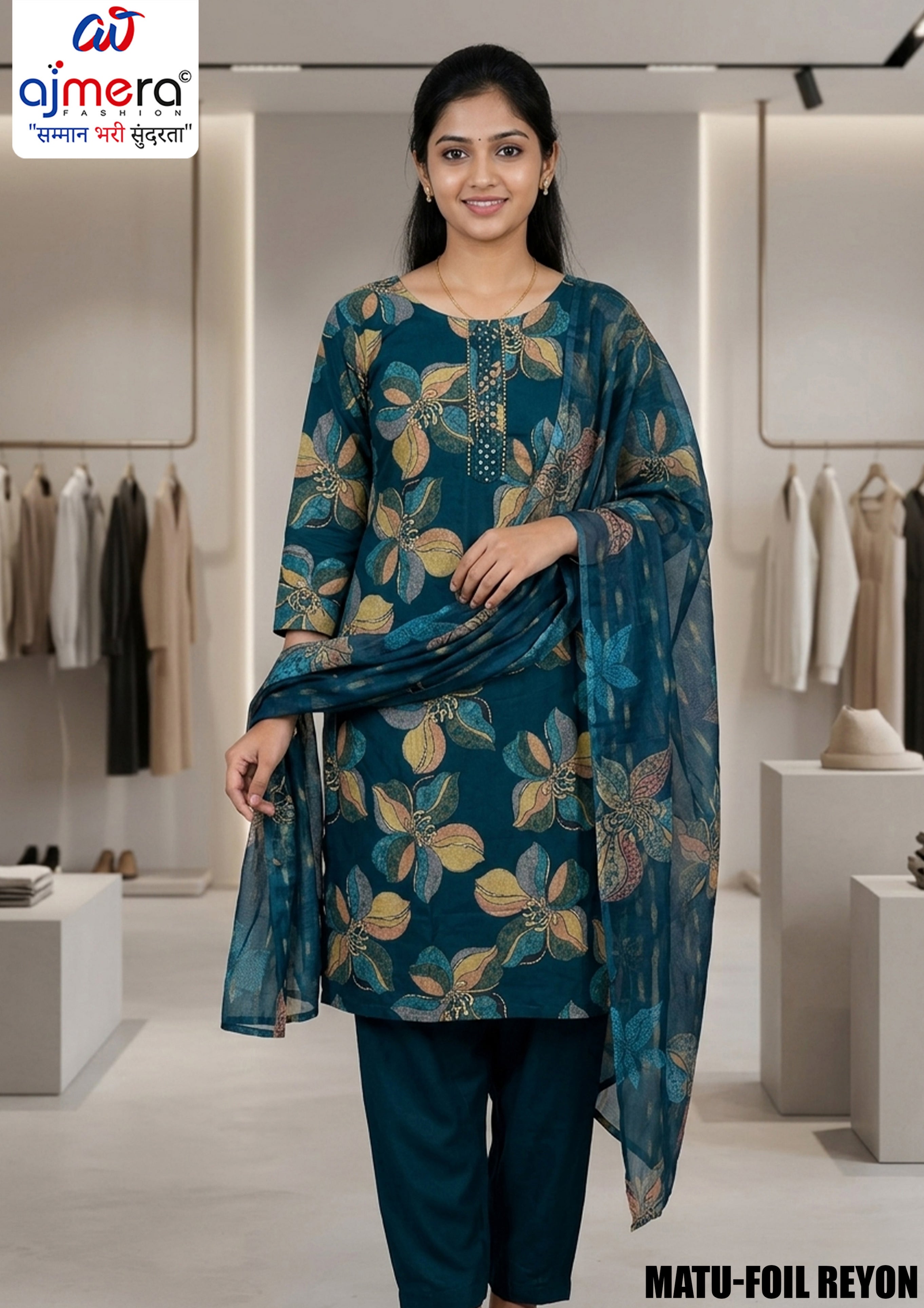 Designer Kurti Set for Women | MATU-FOIL REYON