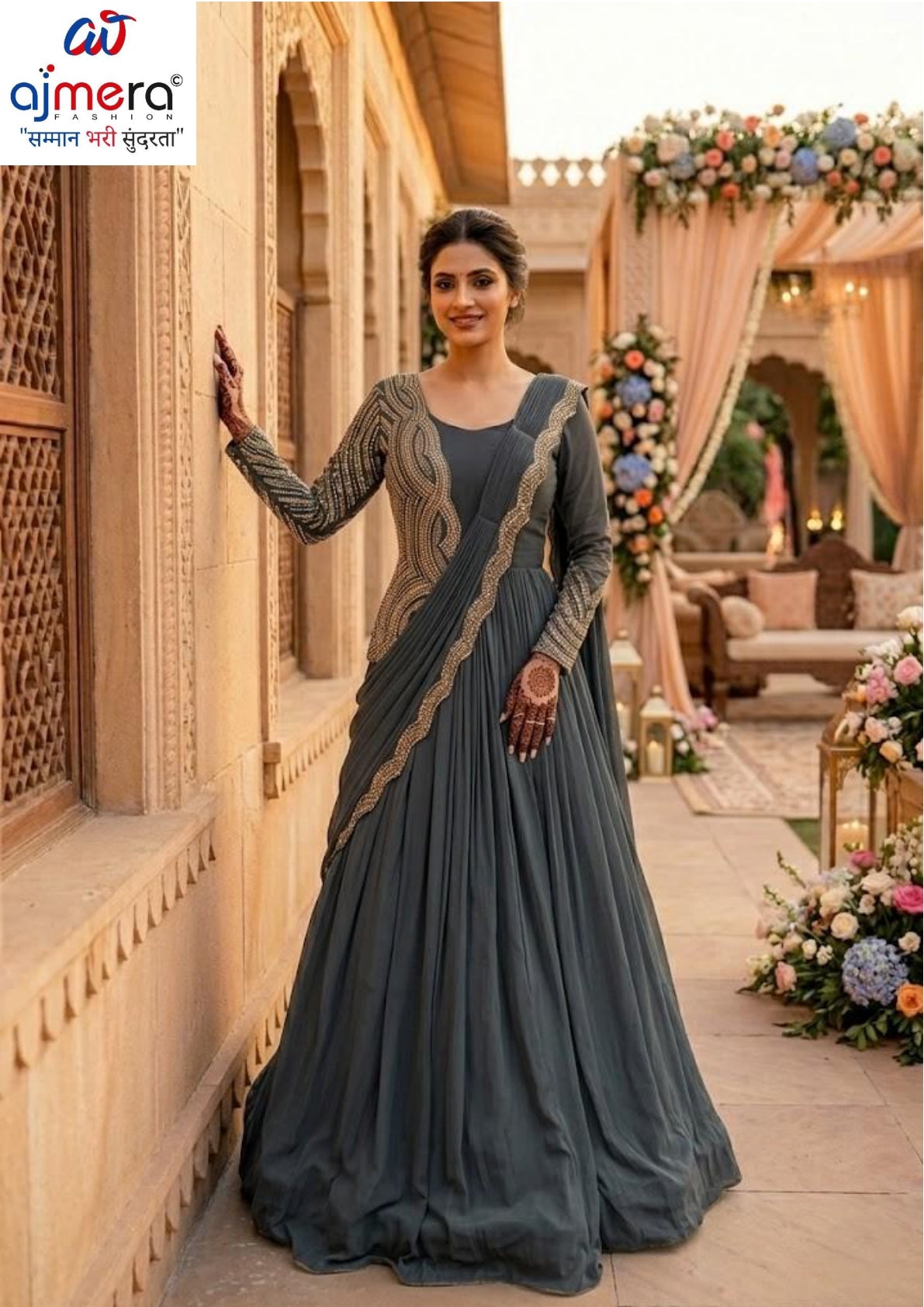 Designer Georgette Gown for Women | CRY-3362
