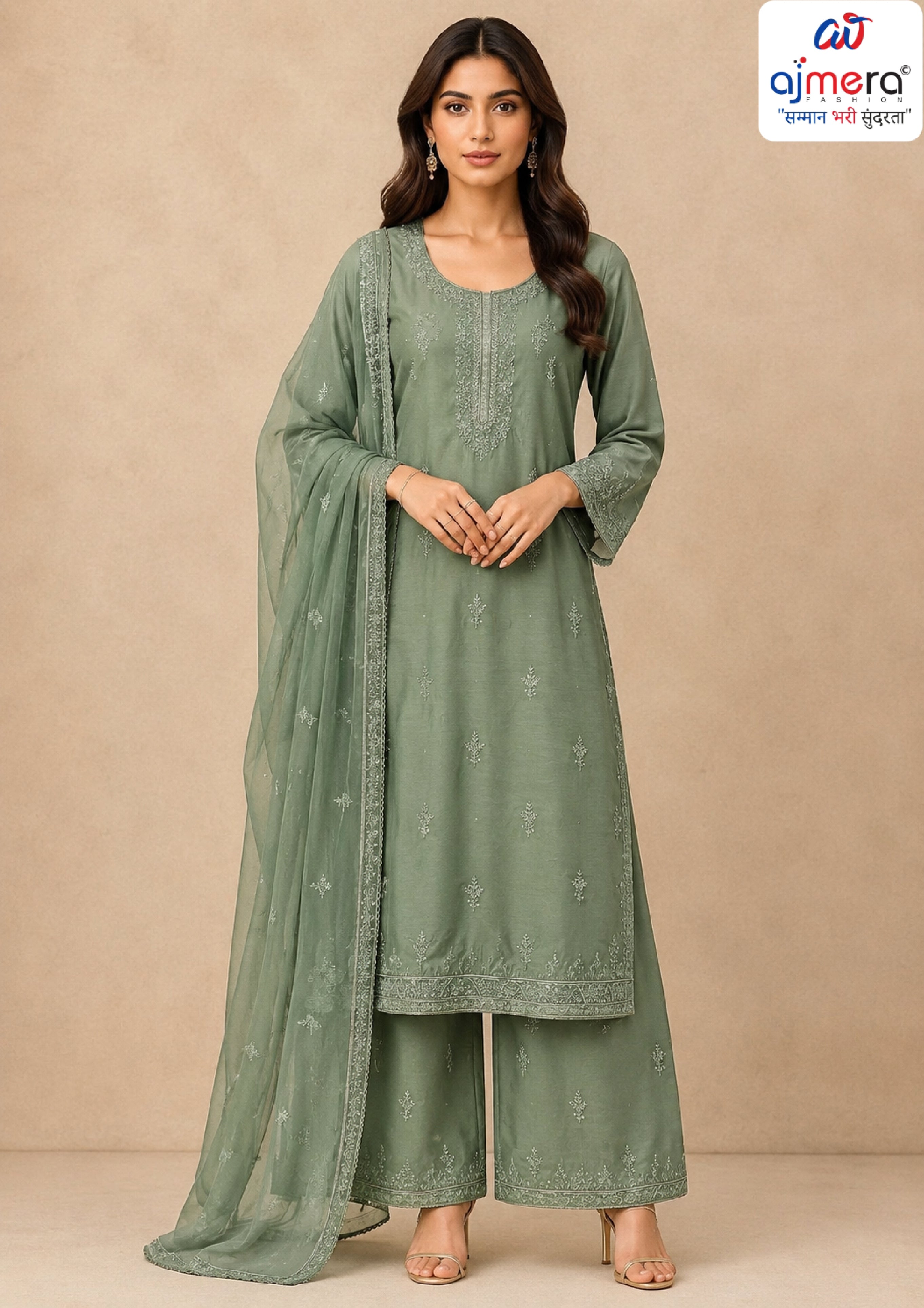 Elegant Glass Organza Designer Unstitched Suit | VAA-CHERRY