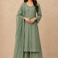 Elegant Glass Organza Designer Unstitched Suit | VAA-CHERRY