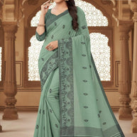 Pure Cotton Saree with Blouse Piece for Premium Ethnic and Traditional Wear | VKF-WARLY BUTTA