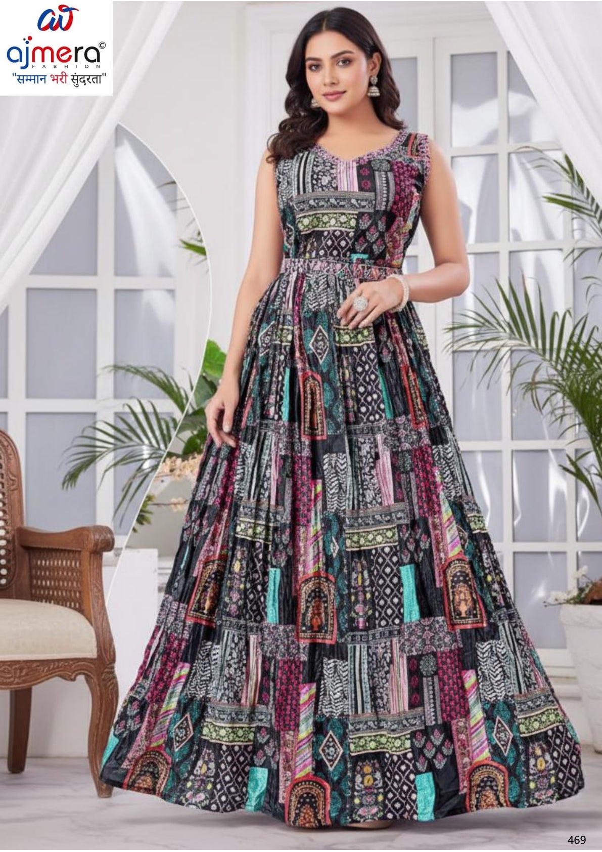 Designer Chinon Gown for Women | KRU-436