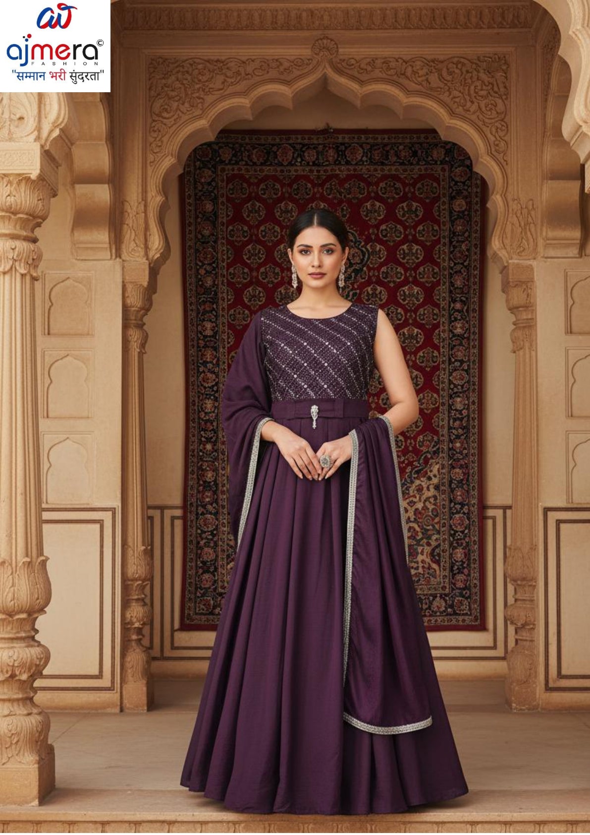 Designer Rangoli Gown for Women | PNC-1376