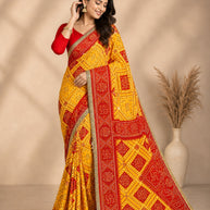 Stylish Printed Saree without Blouse for Traditional Celebrations | CAS-RADHA GAURI