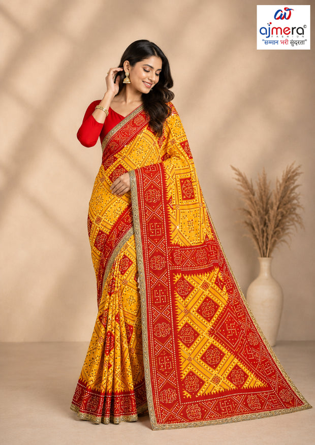 Stylish Printed Saree without Blouse for Traditional Celebrations | CAS-RADHA GAURI