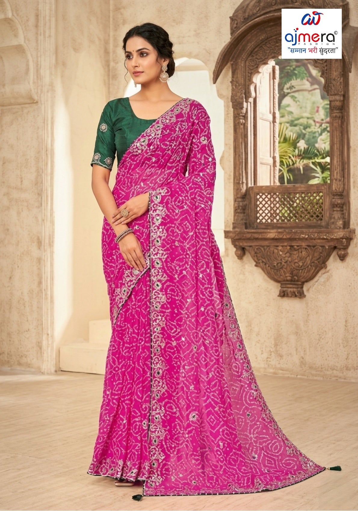 Chic Printed Saree with Blouse Piece for Sophisticated Ethnic Style | JS-FULPATTI