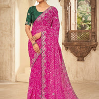 Chic Printed Saree with Blouse Piece for Sophisticated Ethnic Style | JS-FULPATTI