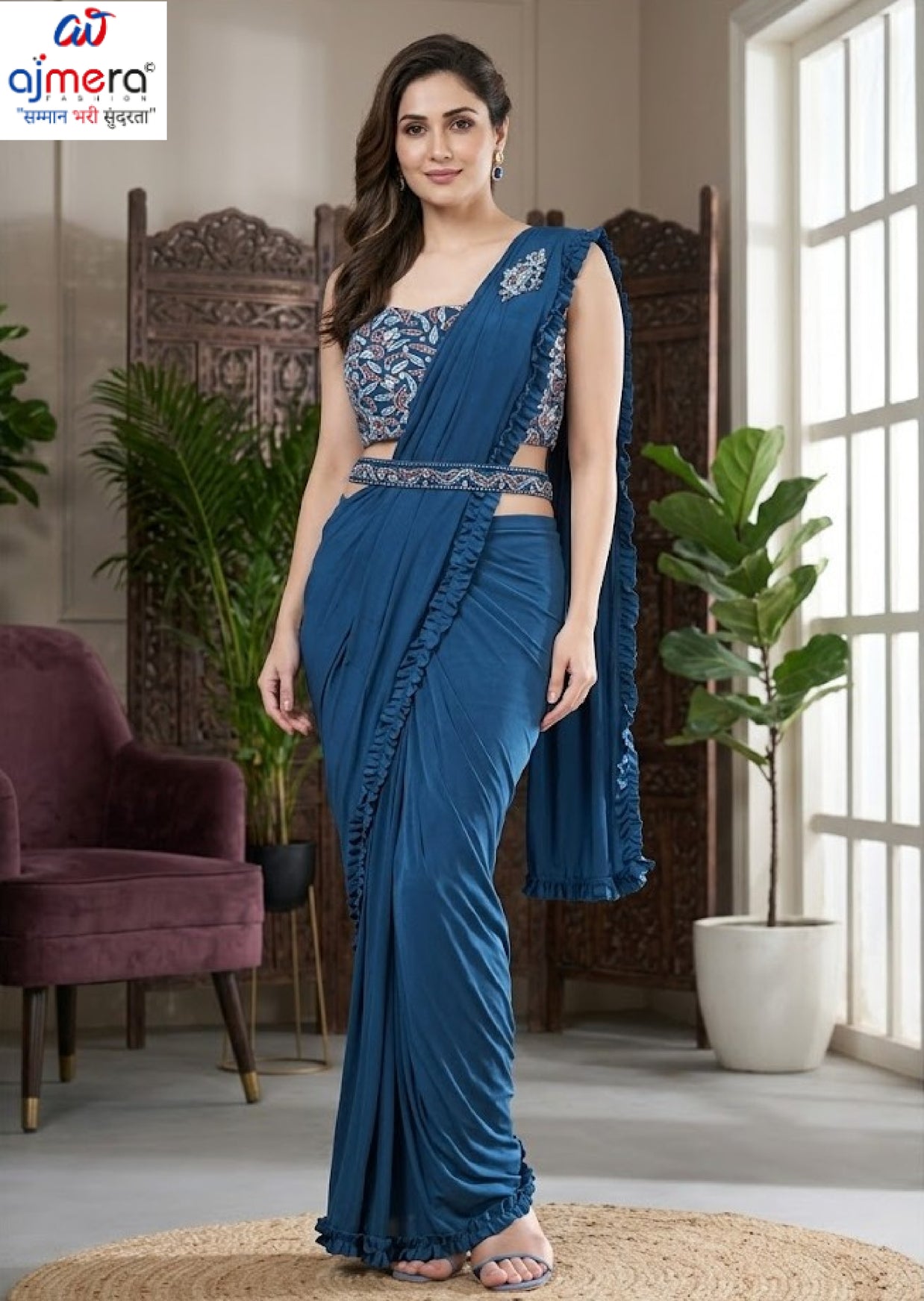 Elegant Designer Lycra Gown with Blouse for Women | ATZ-101995
