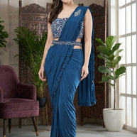 Elegant Designer Lycra Gown with Blouse for Women | ATZ-101995