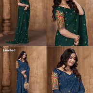 Georgette Chiffon Dyed Matching Saree with Blouse Piece for Premium Ethnic and Traditional Wear | RLL-ZARIVIBE-1