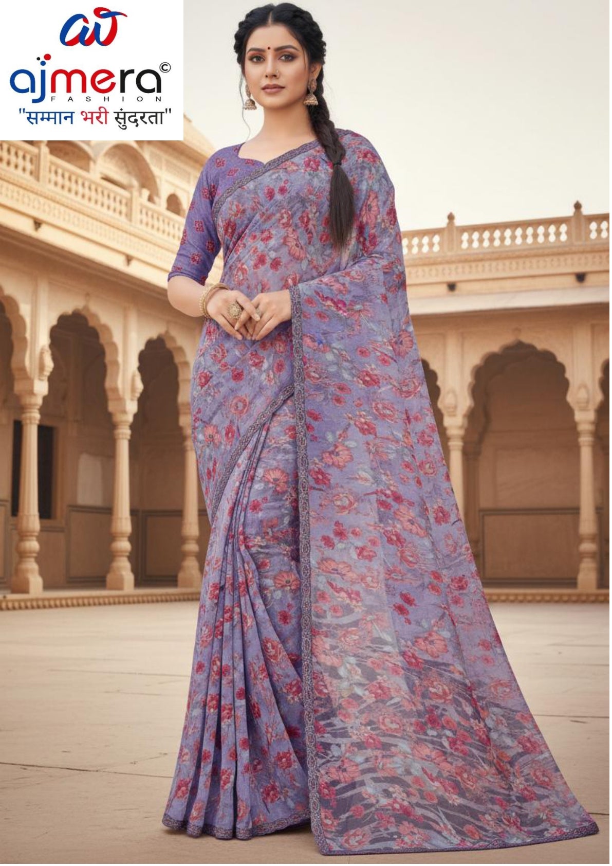 Chic Printed Saree with Blouse Piece for Sophisticated Ethnic Style | GLC-MANJU