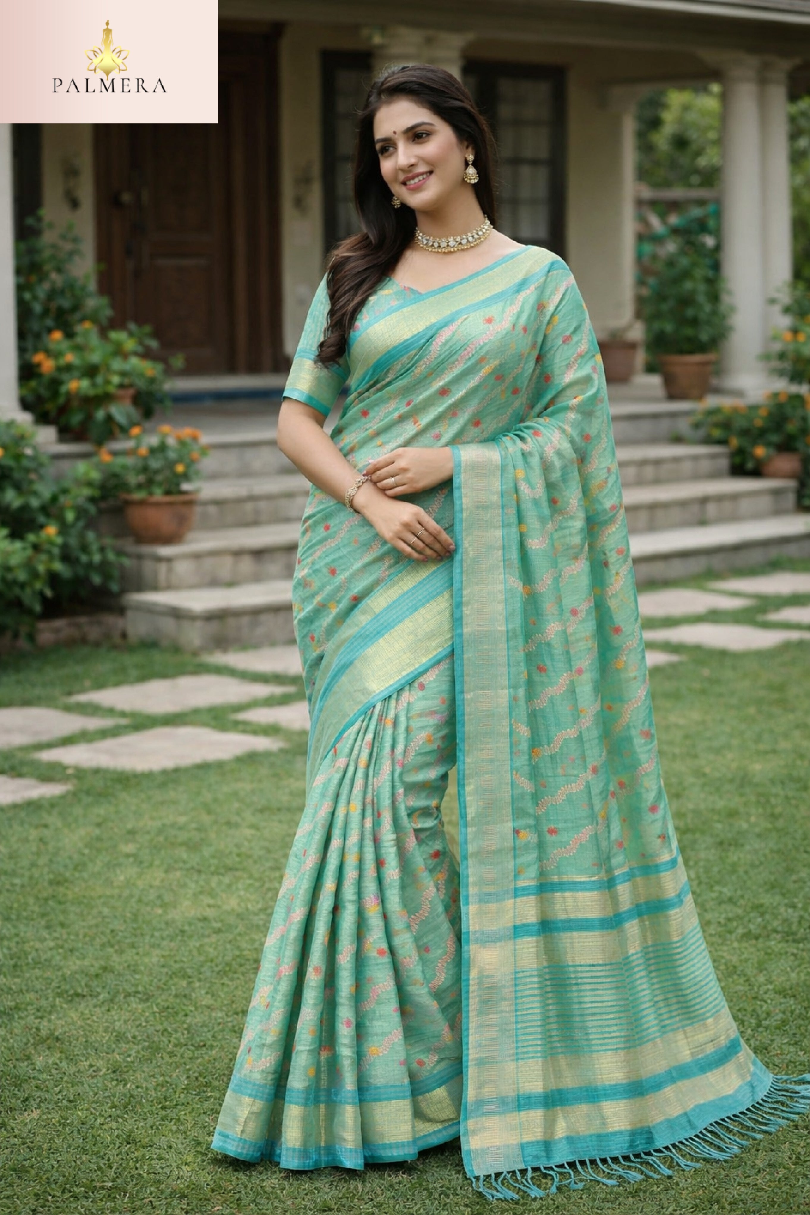 Apricot Khadi Saree with Blouse for Premium Ethnic and Designer Wear | ALL-APRICOT-97