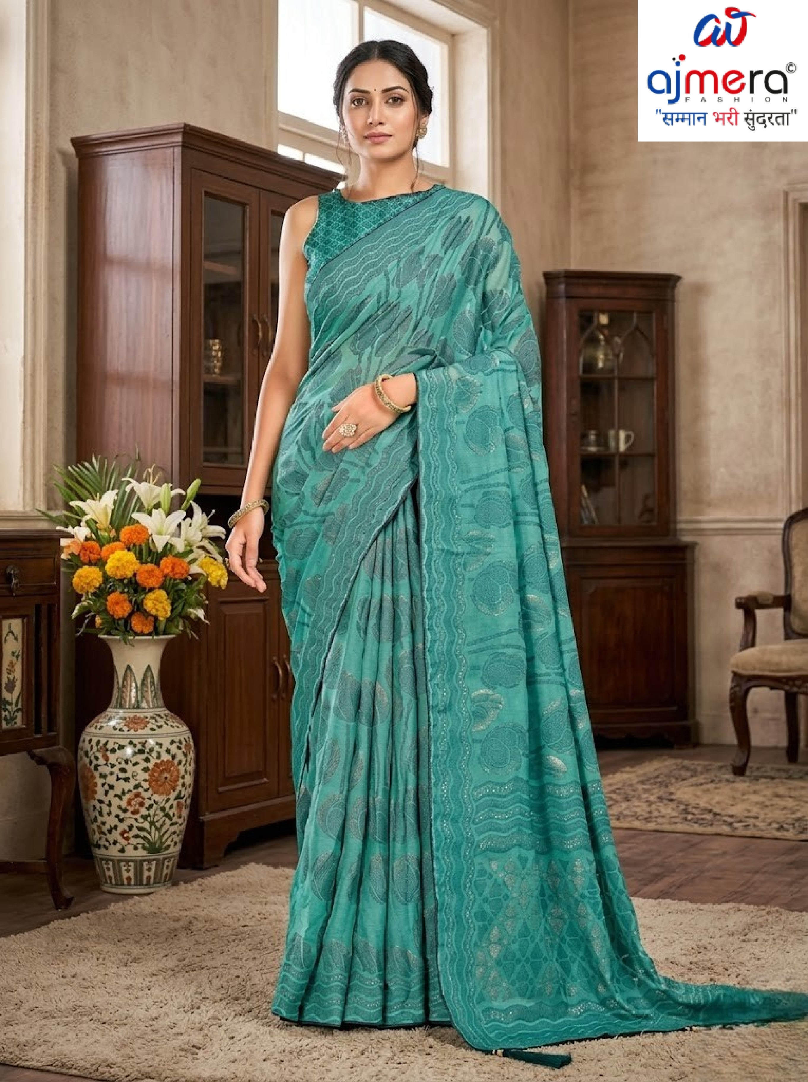 Premium Printed Saree with Matching Blouse Piece for Ethnic Elegance  | RDD-LANDMARK