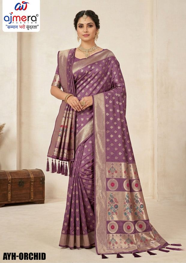 Wedding Jacquard Silk Saree With Blouse Piece | AYH-ORCHID