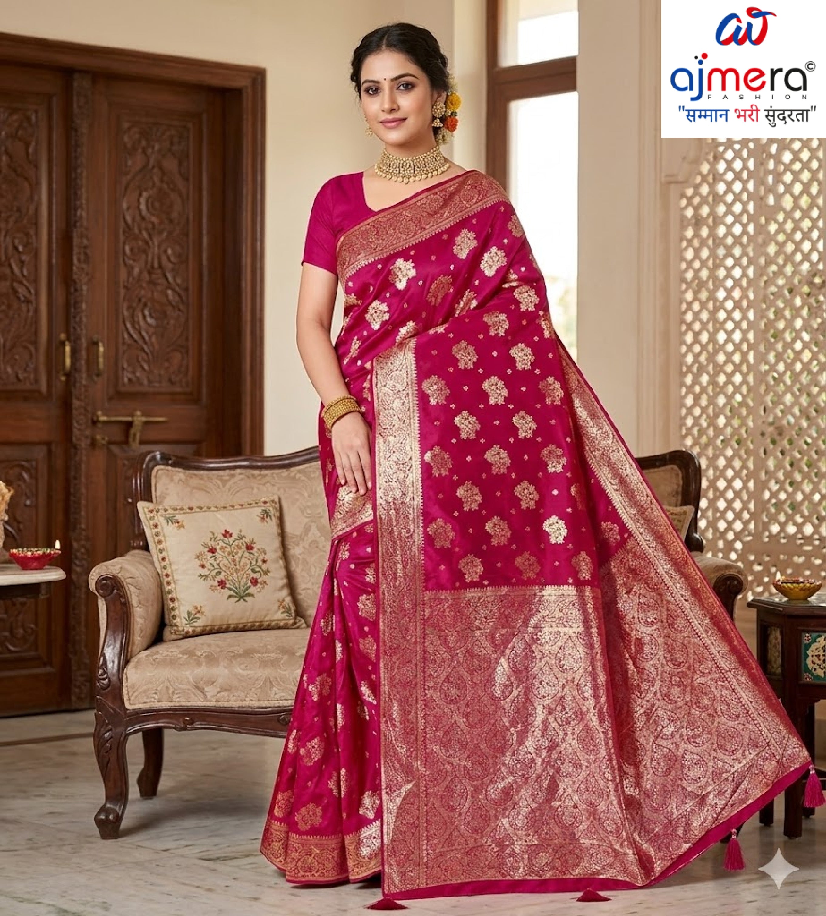Detailed Jacquard Silk Saree With Blouse Piece | DBU-BANARASI SILK VOL-06