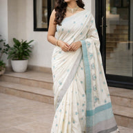 Apricot Linen Saree with Blouse for Premium Ethnic and Casual Wear | ALL-APRICOT-178