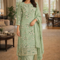 Premium Cambric Cotton Unstitched Suit Set | VAS-FLORAL FOREVER-2