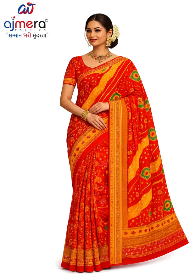 Suti Cotton Saree with Without Blouse for Premium Ethnic and Traditional Wear | MLC-JIO5G RED CHUNARI