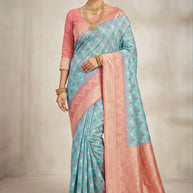Artisan Rapier Silk Matching Saree With Blouse Piece | ZIP-SANSAAR