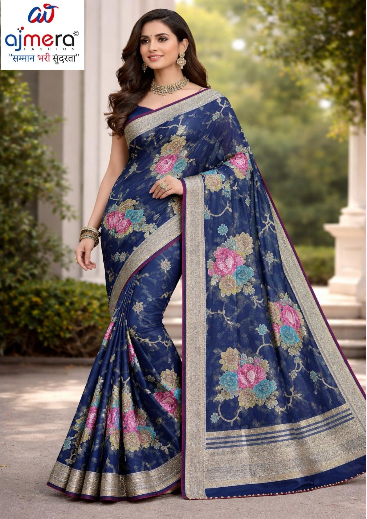 Elegant Printed Saree with Designer Blouse Piece for Festive Wear  | VDT-MIRCHI BRASSO-01