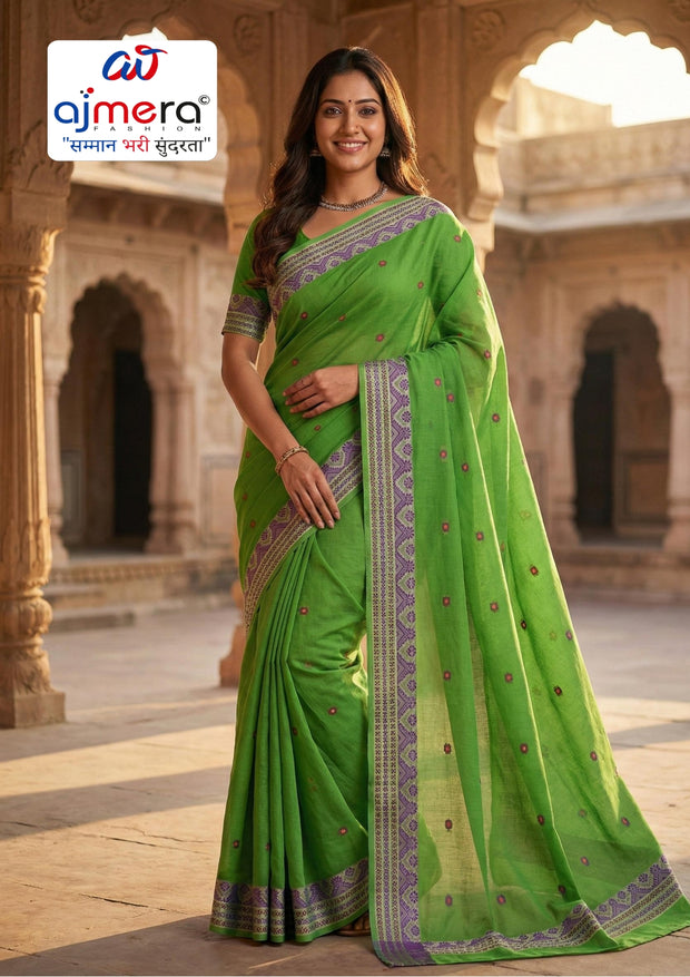 Soft Cotton Saree with Blouse Piece for Premium Ethnic and Traditional Wear | DS-KANAK