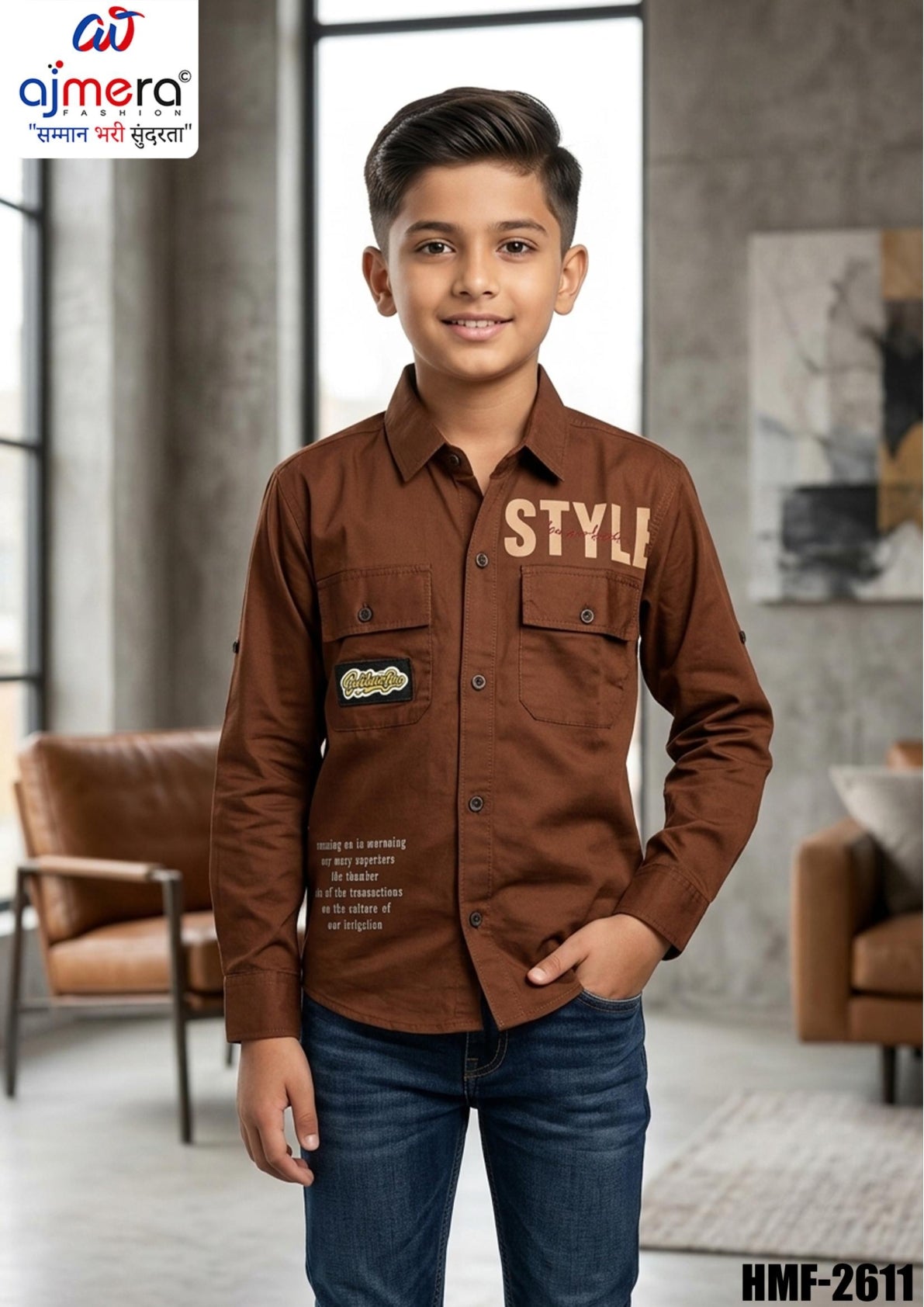 Wholesale Boys Twill Casual Shirt | HMF-2611