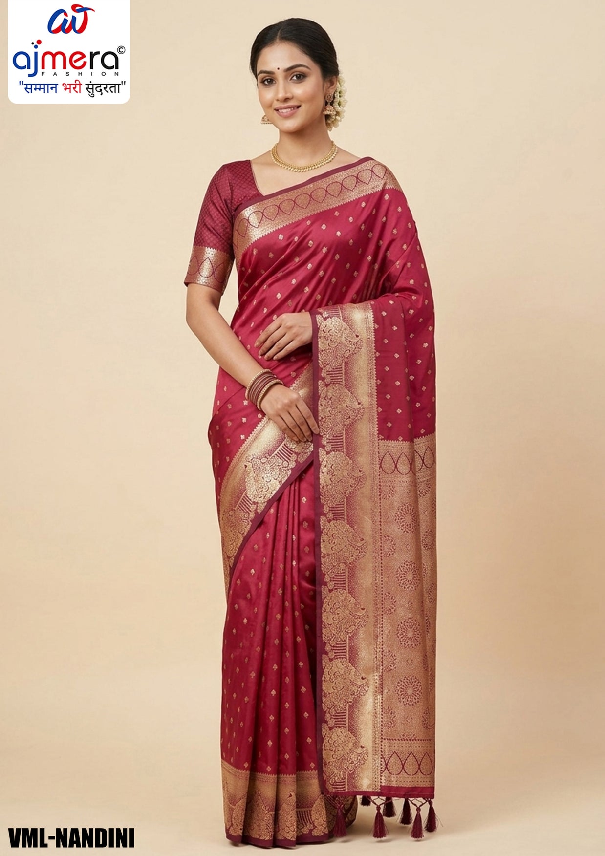 Weaving Jacquard Silk Saree With Blouse Piece | VML-NANDINI