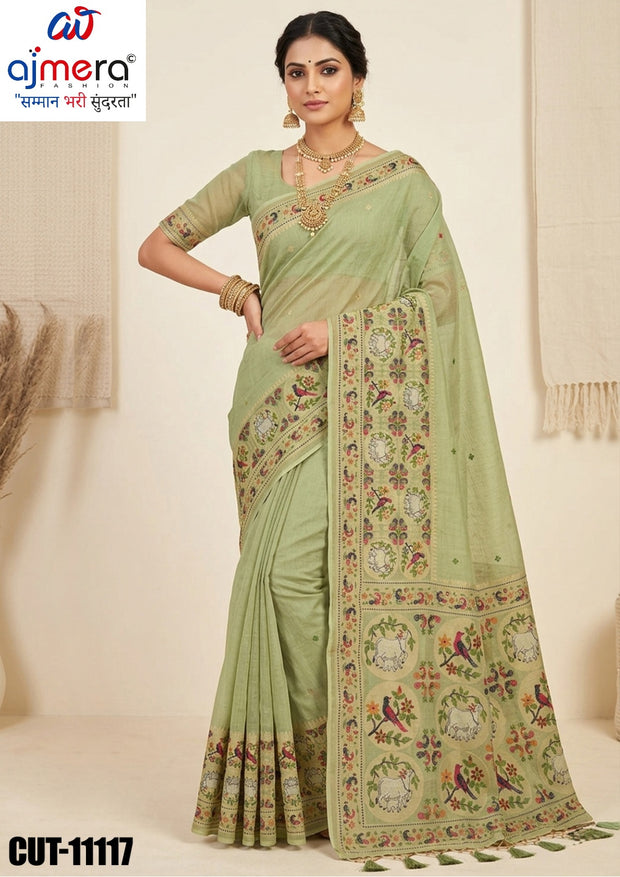 Designer Jacquard Silk Saree with Blouse Piece for Traditional Occasions | CUT-11117