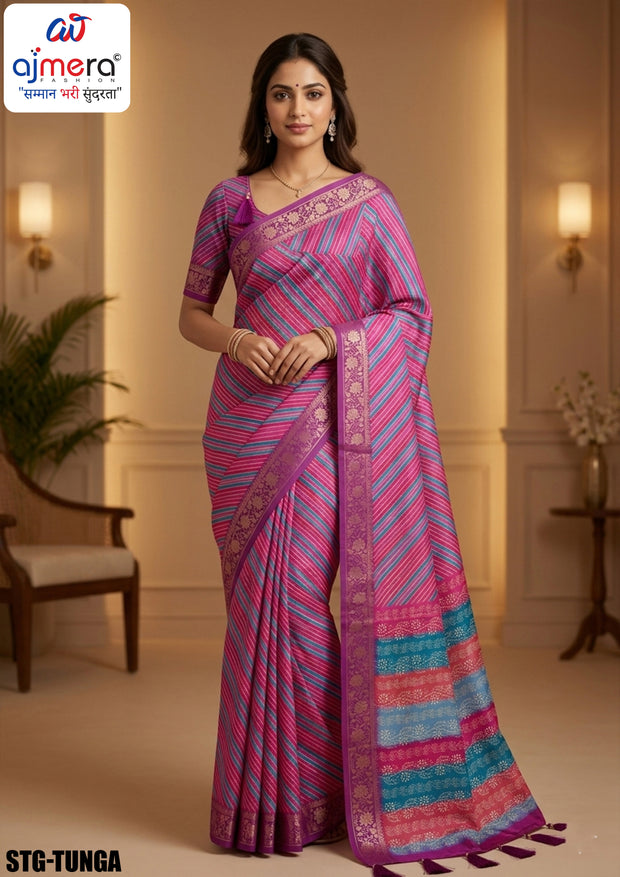 Digital Print Silk Saree with Blouse Piece for Premium Ethnic and Traditional Wear | STG-TUNGA
