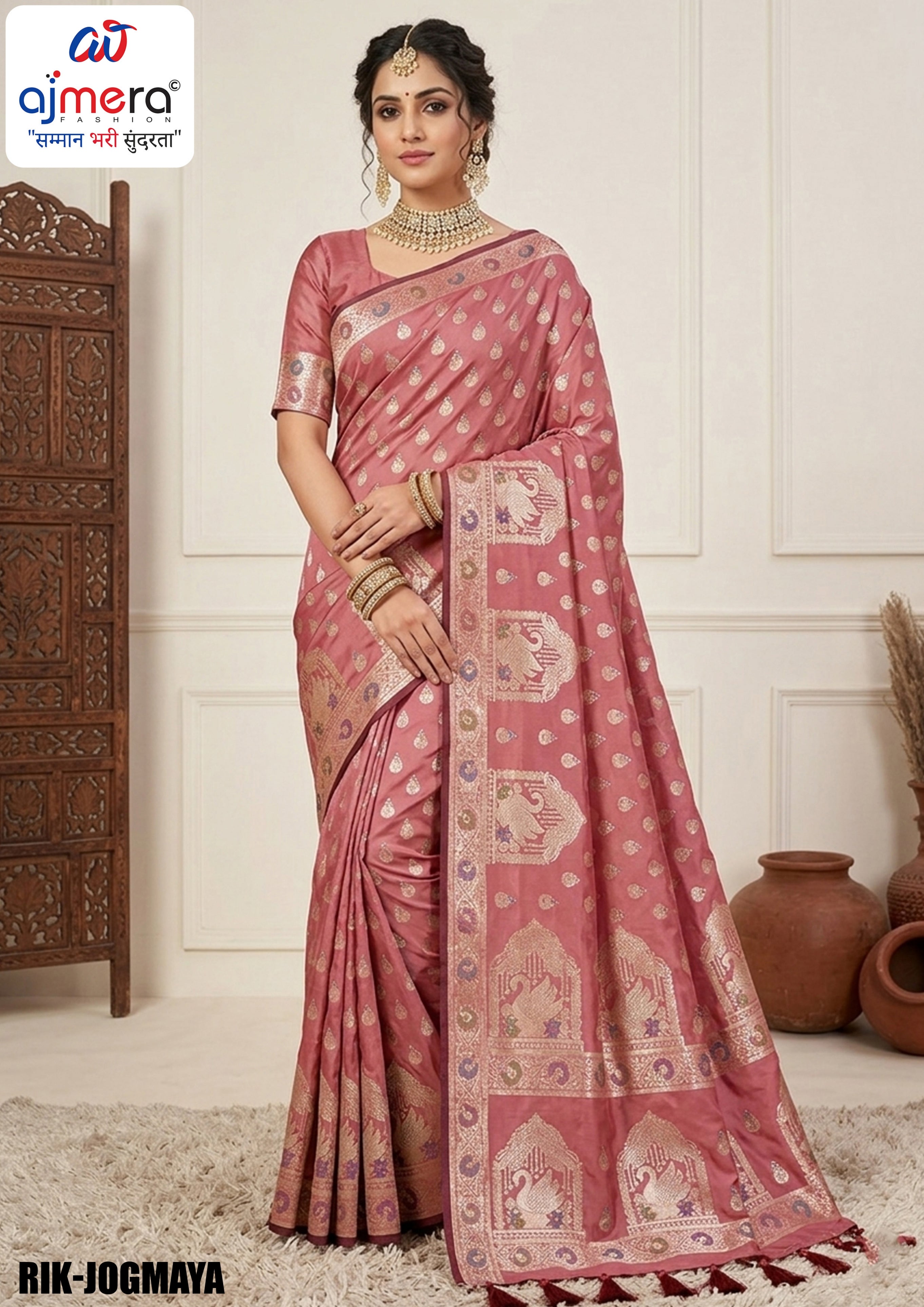 Fine Weave Jacquard Silk Saree With Blouse Piece | RIK-JOGMAYA