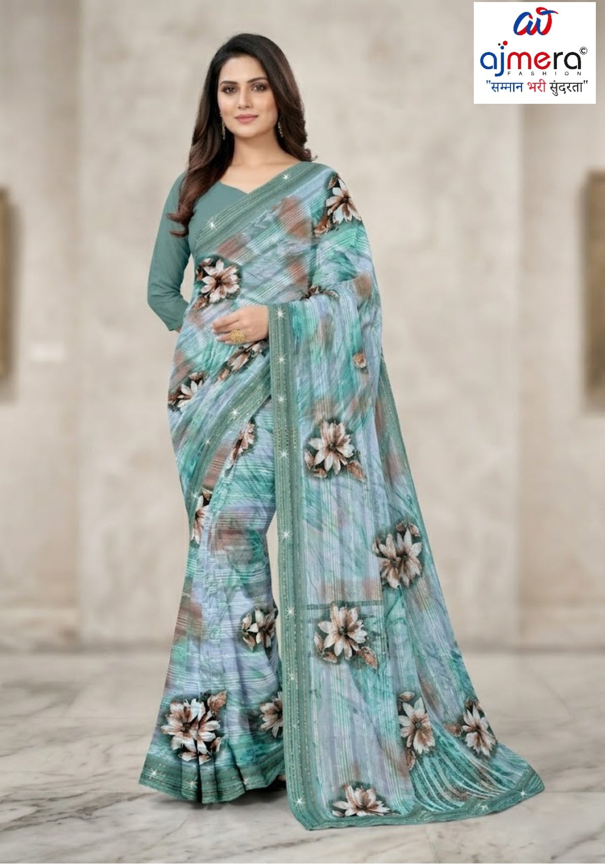 Designer Printed Saree with Blouse Piece for Special Occasions  | CAS-AMRUT DHARA