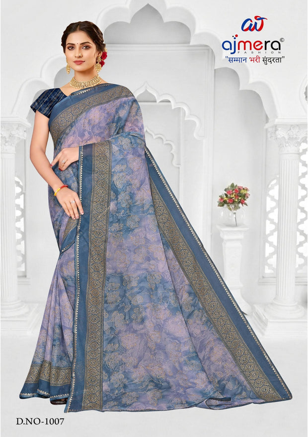 Classic Printed Saree with Blouse Piece for Timeless Traditional Style  | SNR-IMAGE