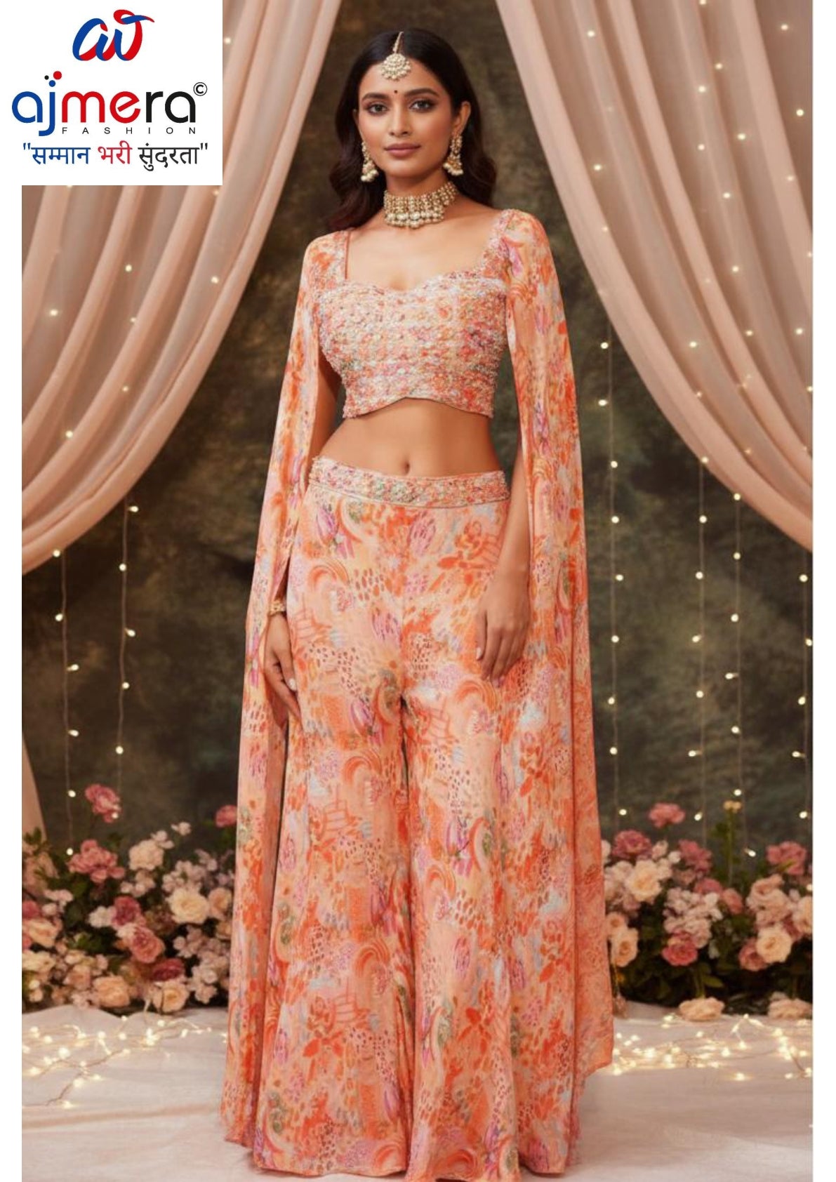 Designer Fancy Fabric Gown with Blouse for Women | ATZ-C2068