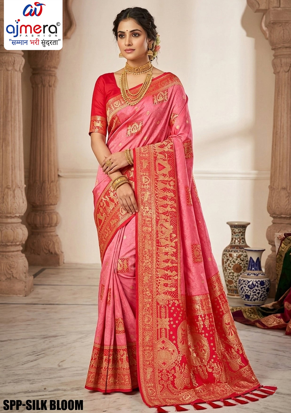 Ethnic Elegance Jacquard Silk Saree With Blouse Piece | SPP-SILK BLOOM