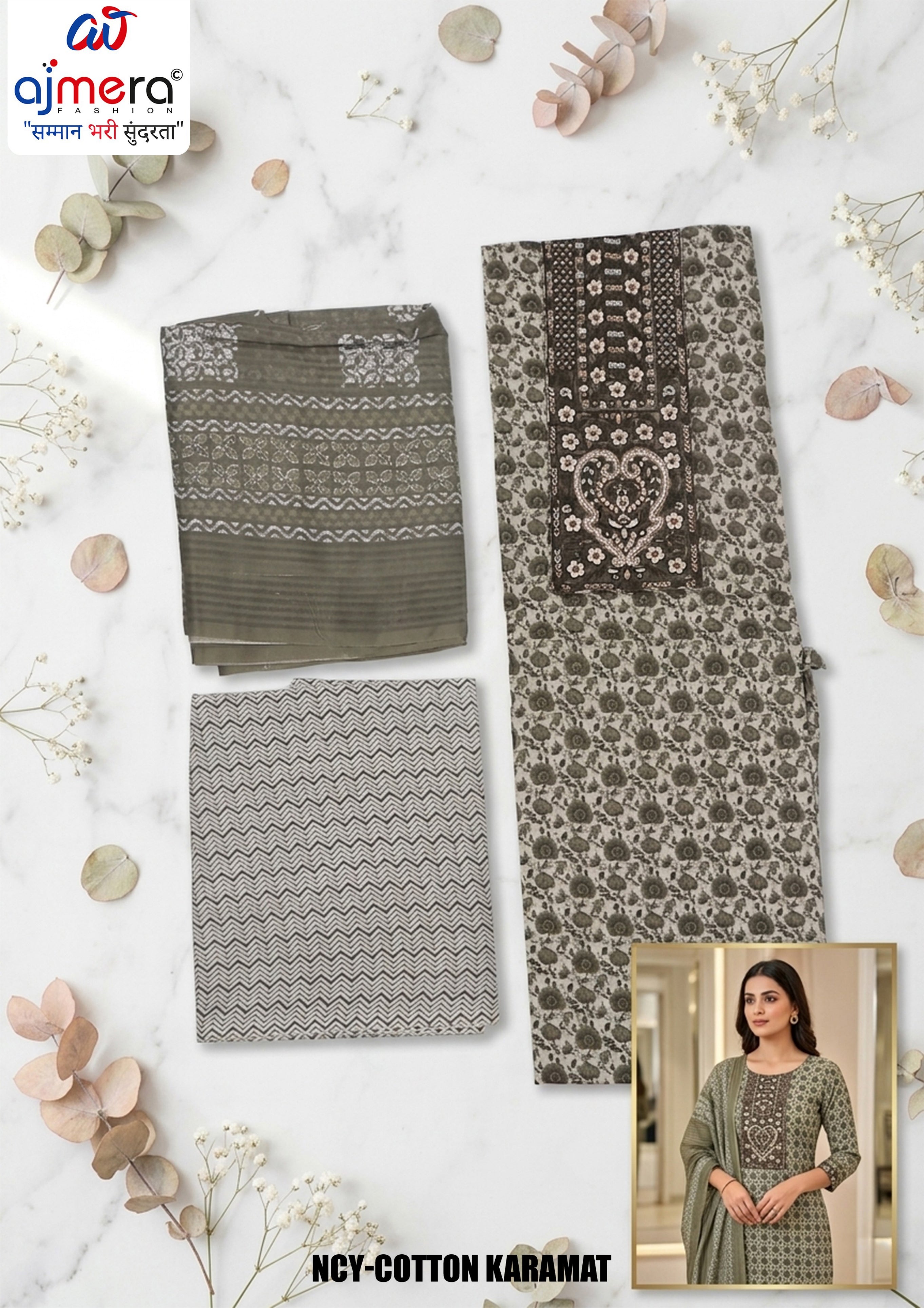 Premium Cotton Unstitched Suit Set | NCY-COTTON KARAMAT