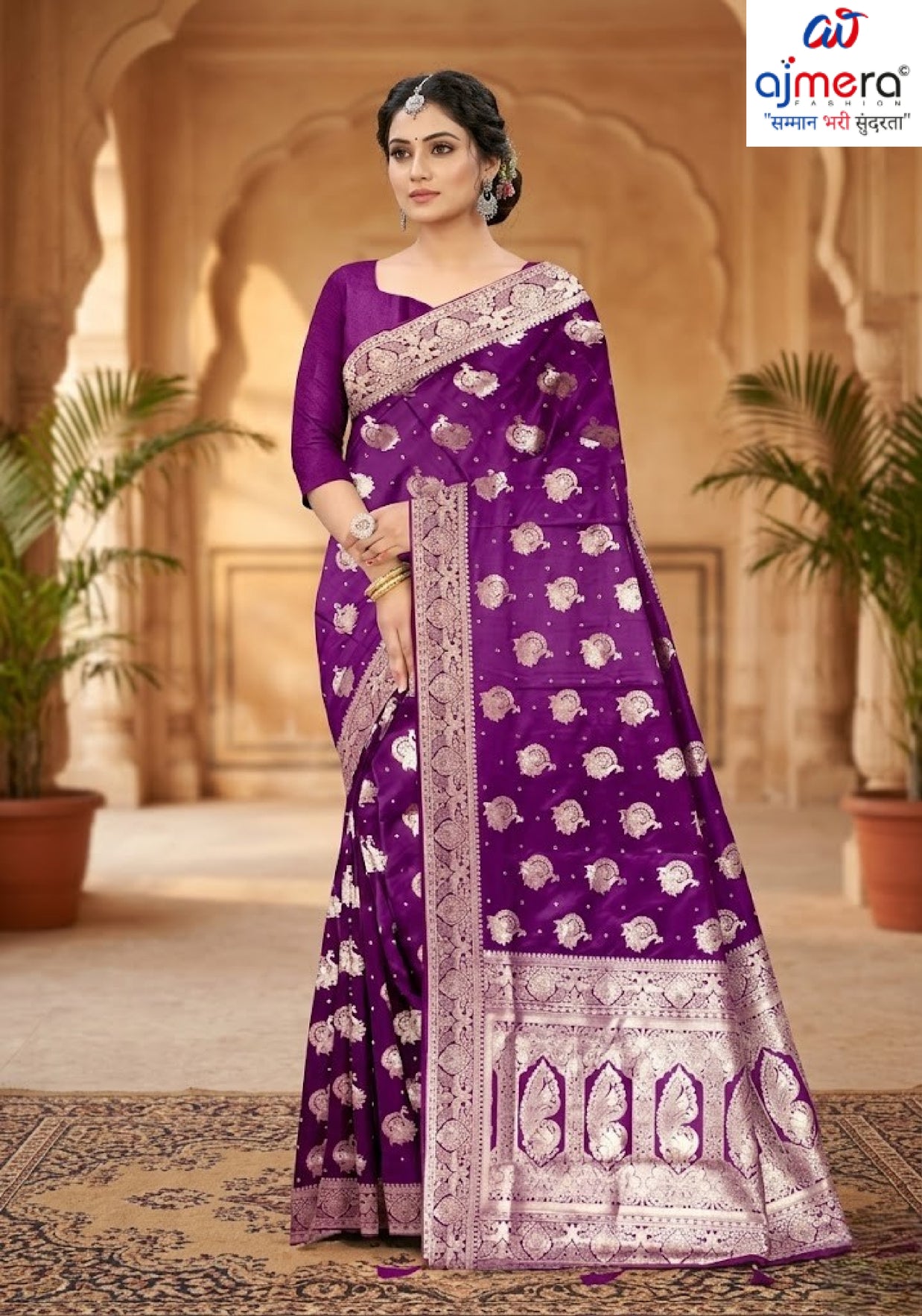 Luxury Jacquard Silk Saree with Blouse Piece for Wedding & Party Wear | VML-GEETANJALI