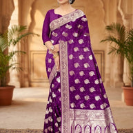 Luxury Jacquard Silk Saree with Blouse Piece for Wedding & Party Wear | VML-GEETANJALI