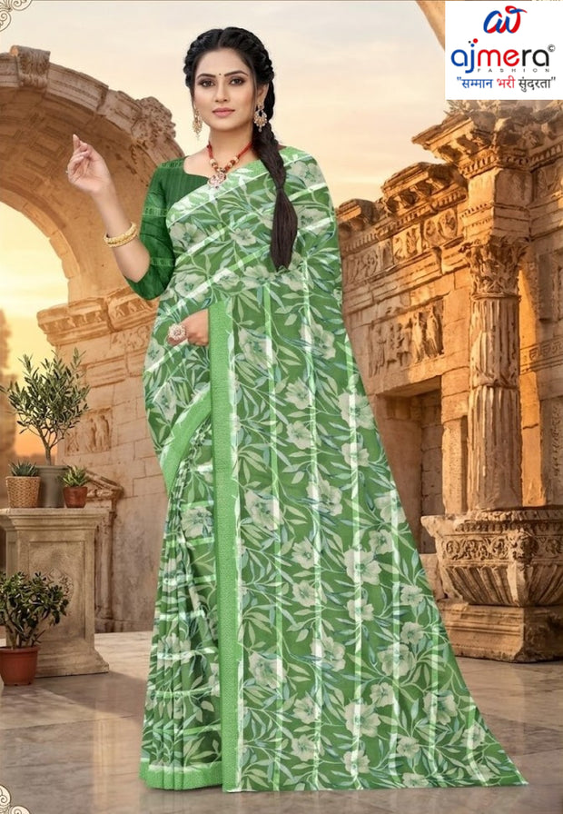 Elegant Printed Saree with Designer Blouse Piece for Festive Wear  | GLC-LAADLI