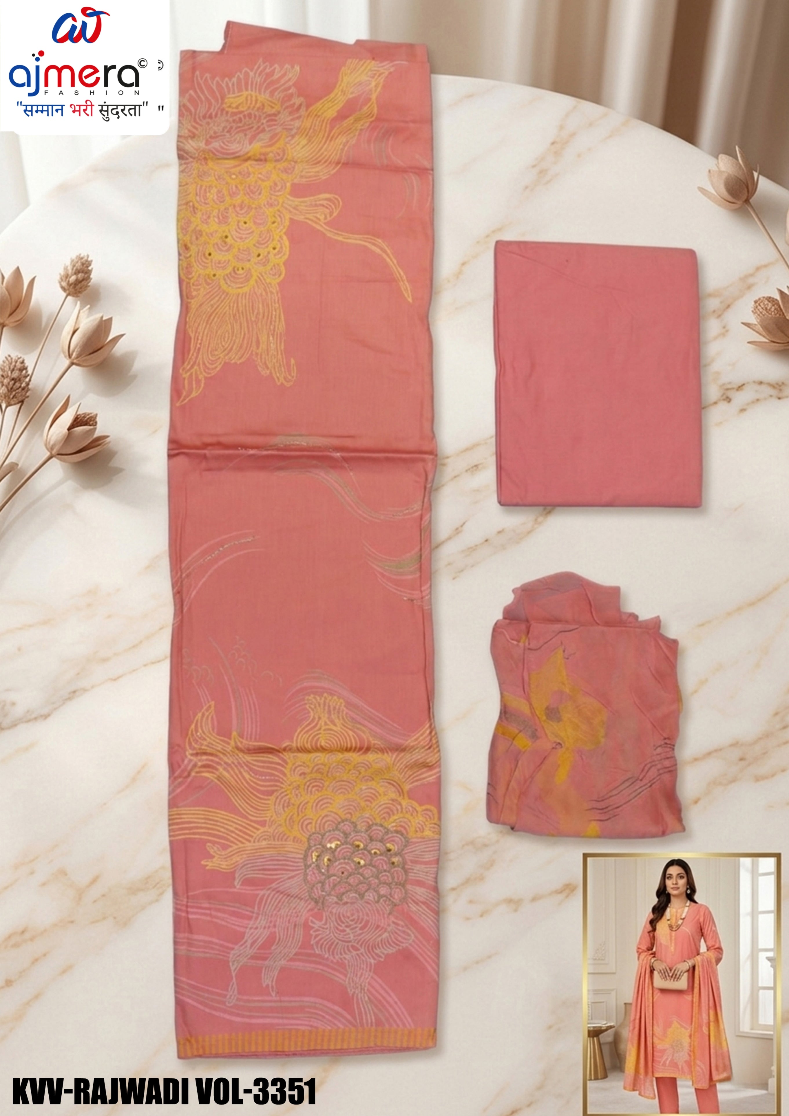 Premium Designer Unstitched Suit Set | KVV-RAJWADI VOL-3351