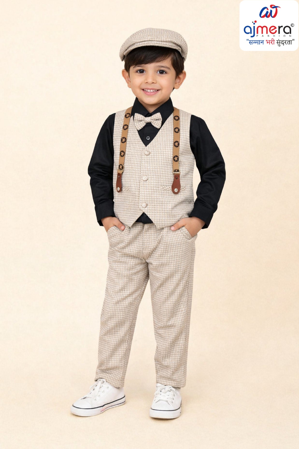Wholesale Boys Party Wear Pant Shirt Koti Set | JDW-C1-BLACK