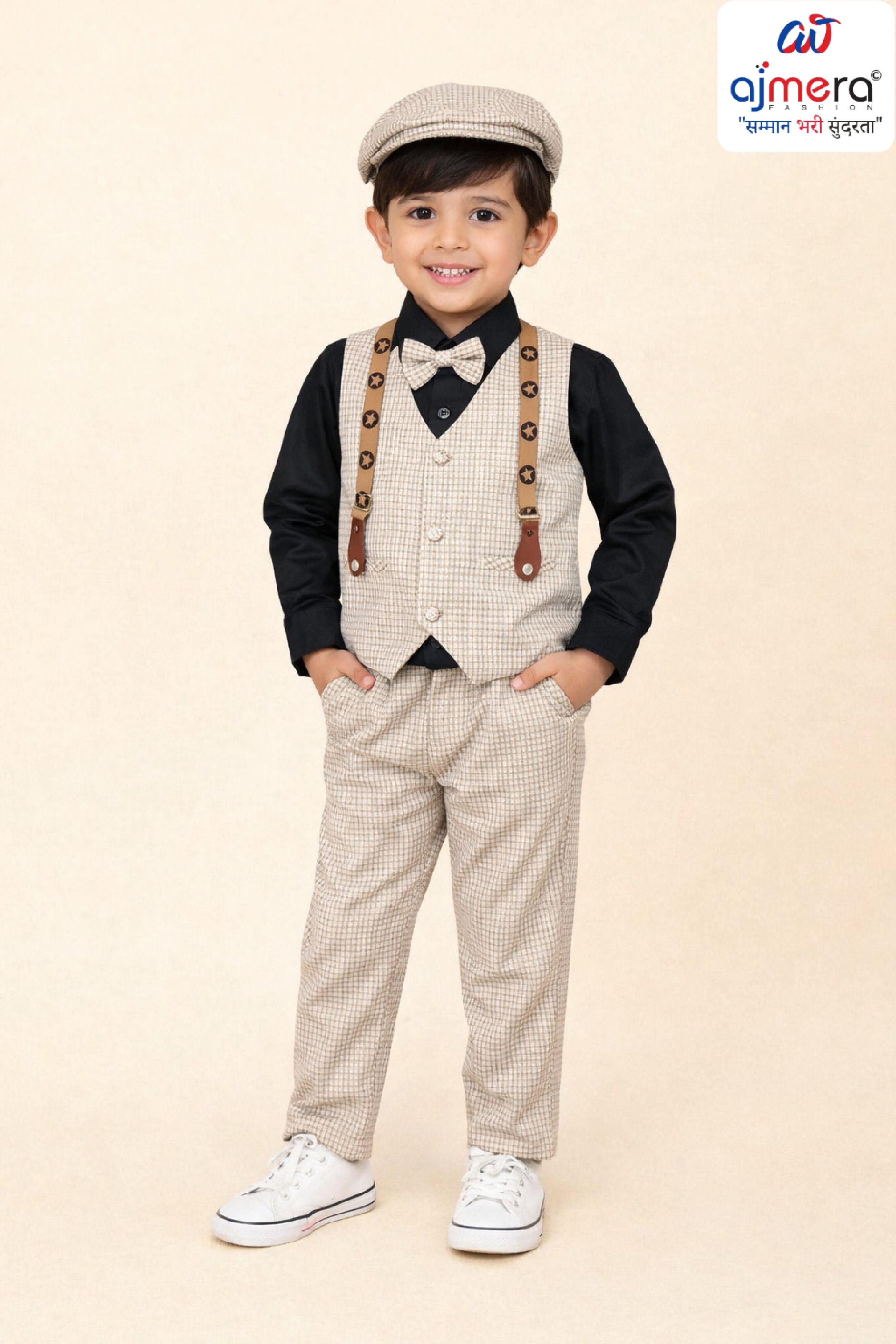 Wholesale Boys Party Wear Pant Shirt Koti Set | JDW-C1-BLACK