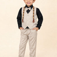 Wholesale Boys Party Wear Pant Shirt Koti Set | JDW-C1-BLACK
