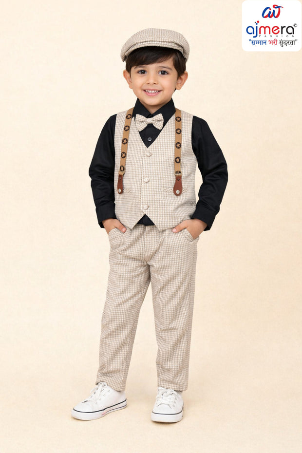 Wholesale Boys Party Wear Pant Shirt Koti Set | JDW-C1-BLACK