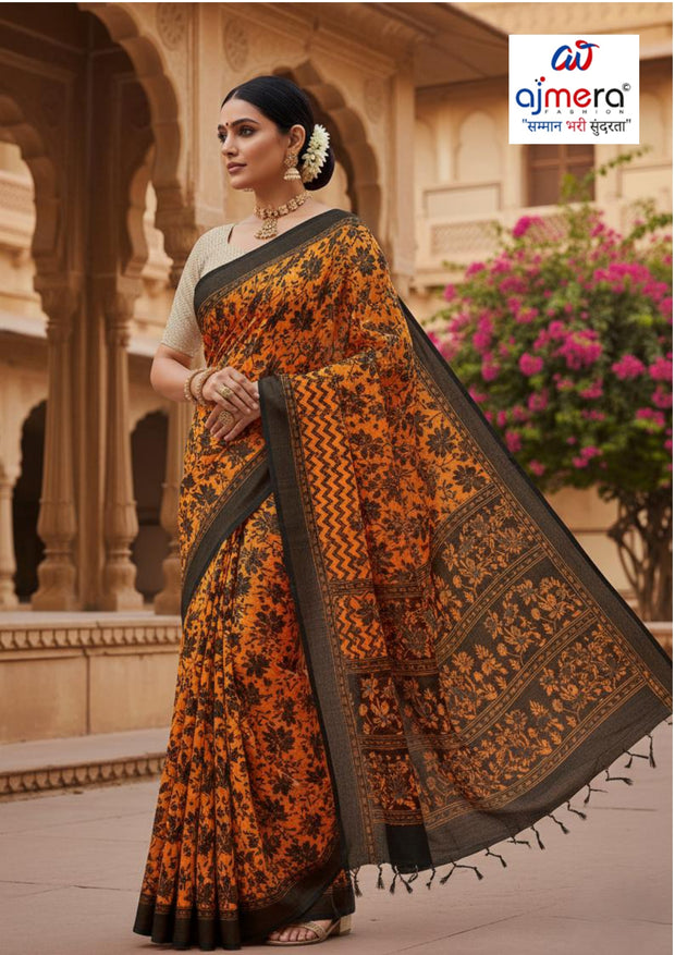 Contemporary Printed Saree with Blouse Piece for Premium Wear  | CAS-LEMON SILK