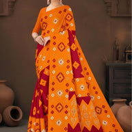Designer Cotton Saree with Without Blouse for Premium Ethnic and Traditional Wear | TES-RED GOLD