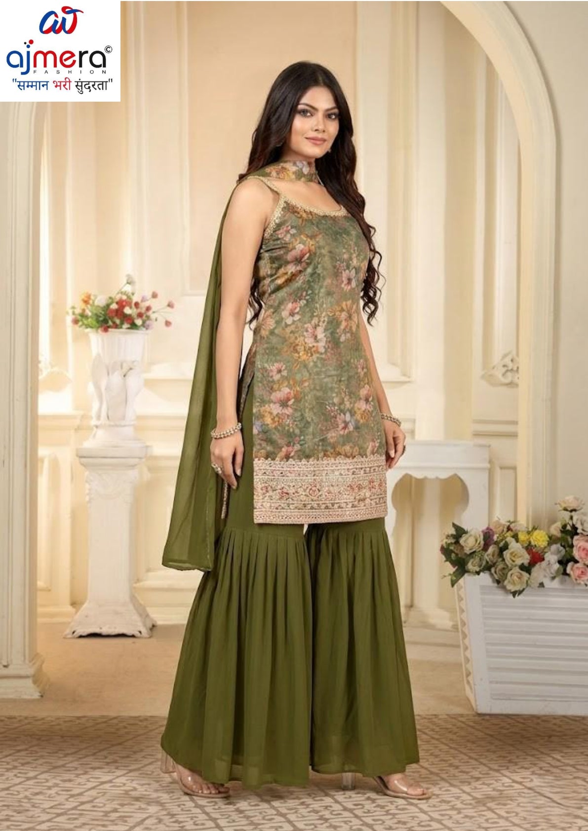 Elegant Designer Chinon Party Wear Gown for Women | KRU-9477
