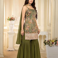 Elegant Designer Chinon Party Wear Gown for Women | KRU-9477