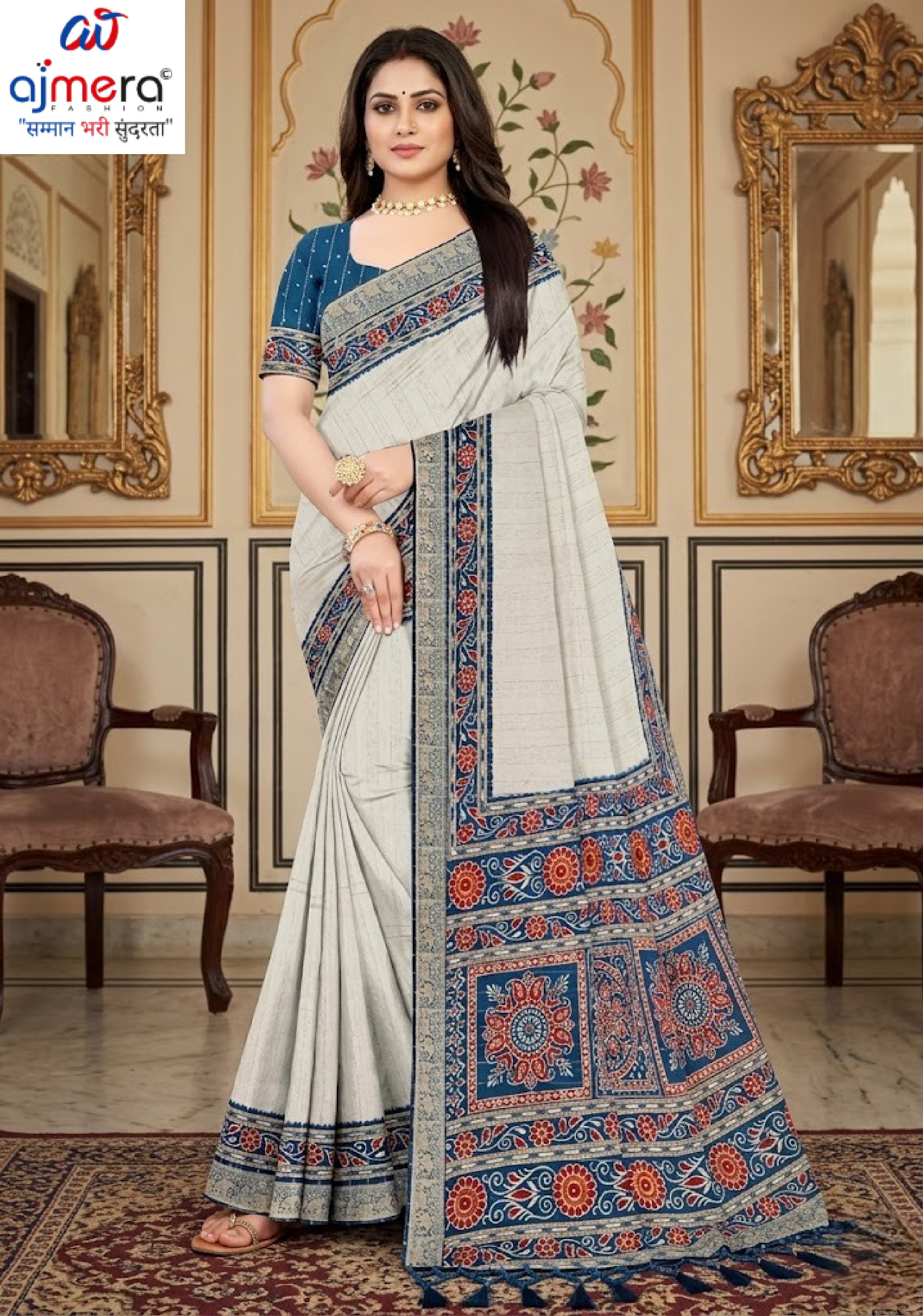 Fashionable Printed Saree with Blouse Piece for Festive Collection  | PUS-JALPARI-5A