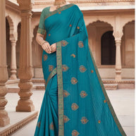 New Dyed Matching Saree Design with Blouse Piece for Premium Ethnic and Traditional Wear | VKM-KESARI